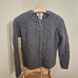 Talbots Lambswool Gray Cable Knit Sweater